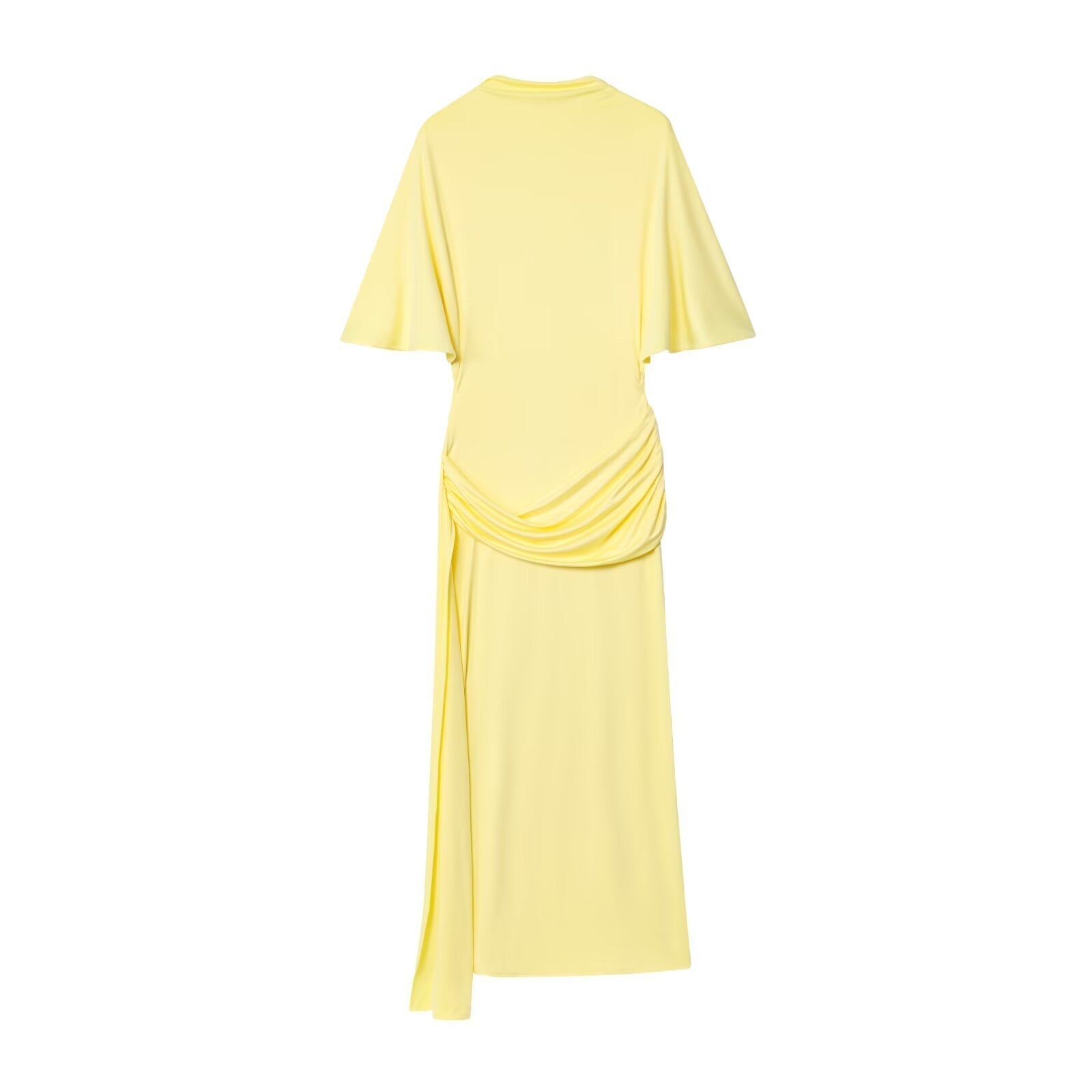 Draped Maxi Dress with Flutter Sleeves for Women