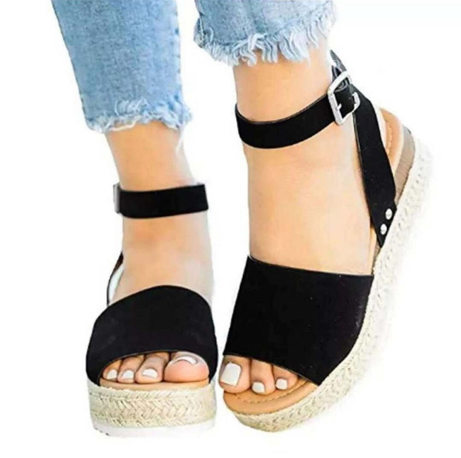 Open Toe Platform Sandals with Ankle Strap for Women