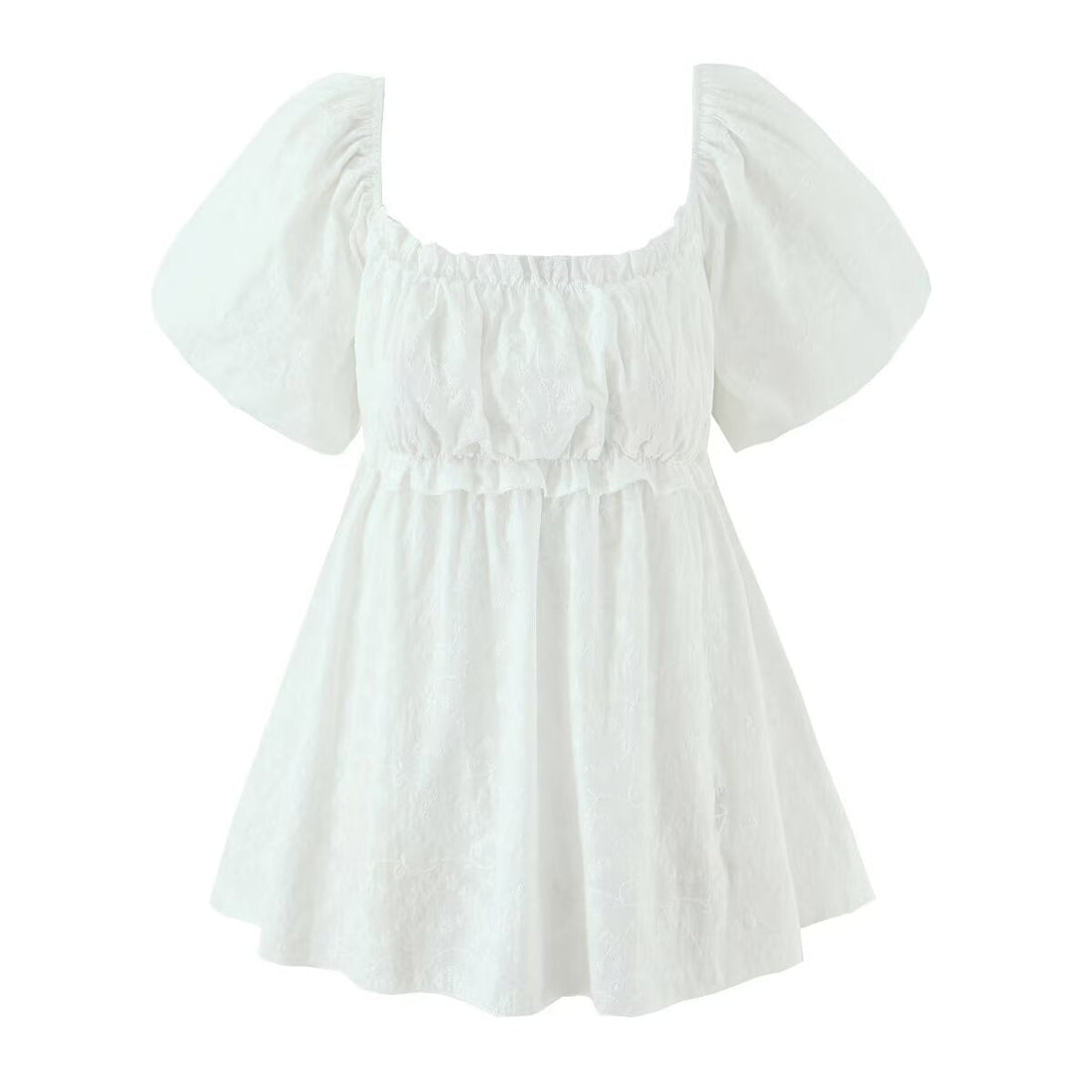 Square Neck Mini Dress with Puff Sleeve for Women