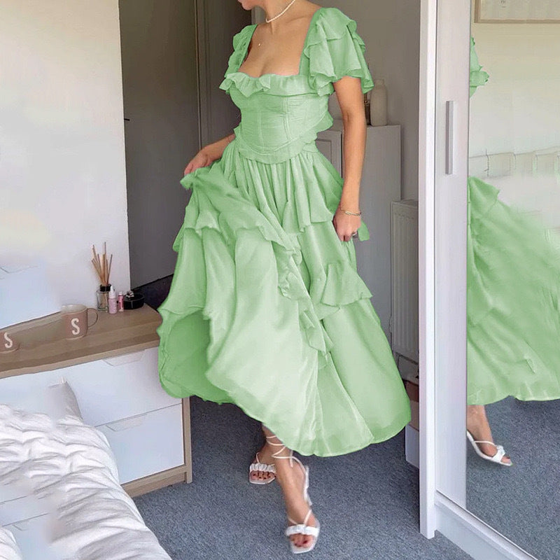Ruffle Off-Shoulder Wedding Guest Maxi Dress for Women
