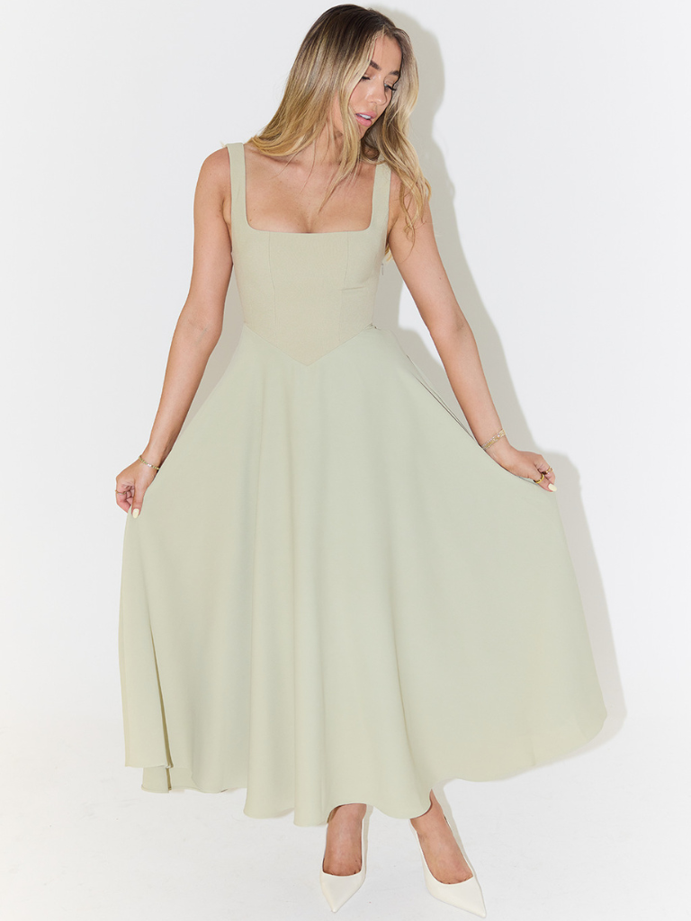 Square Neck Midi Dress for Women