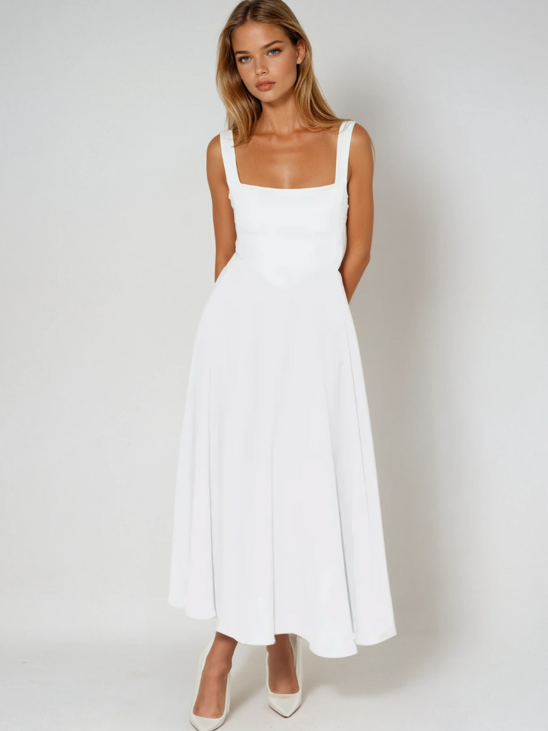 Square Neck Midi Dress for Women