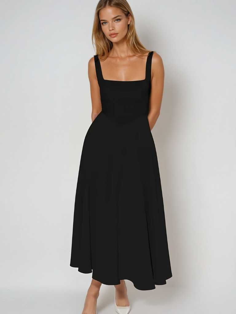 Square Neck Midi Dress for Women