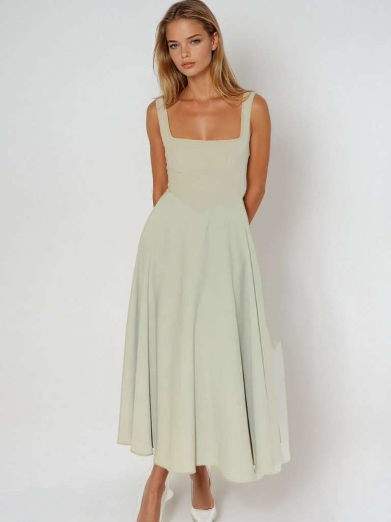 Square Neck Midi Dress for Women