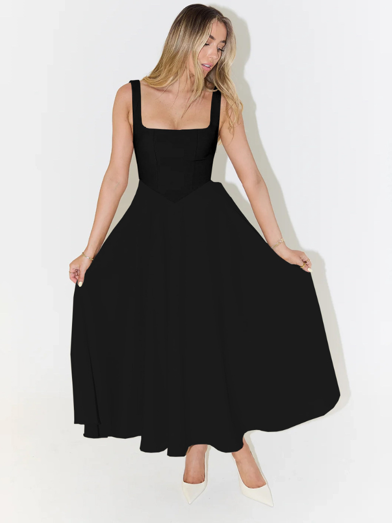 Square Neck Midi Dress for Women