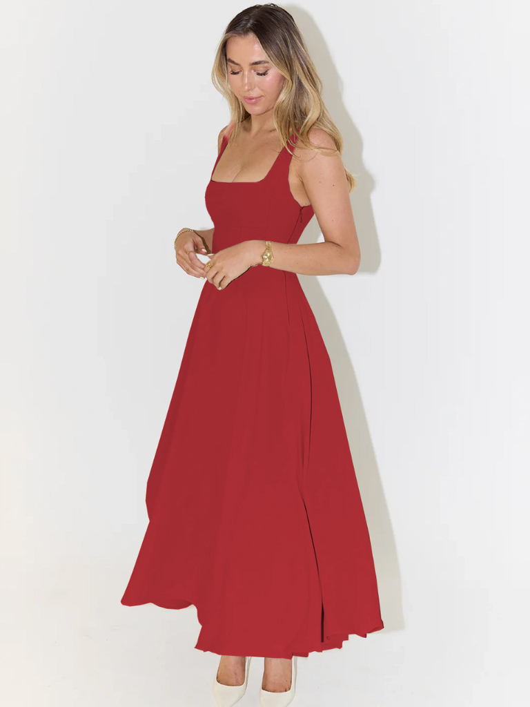 Square Neck Midi Dress for Women