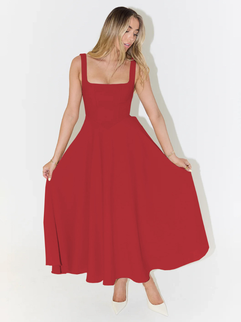 Square Neck Midi Dress for Women