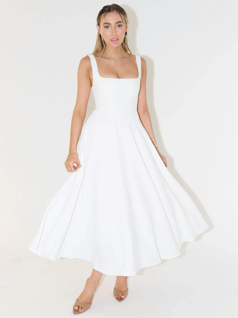 Square Neck Midi Dress for Women