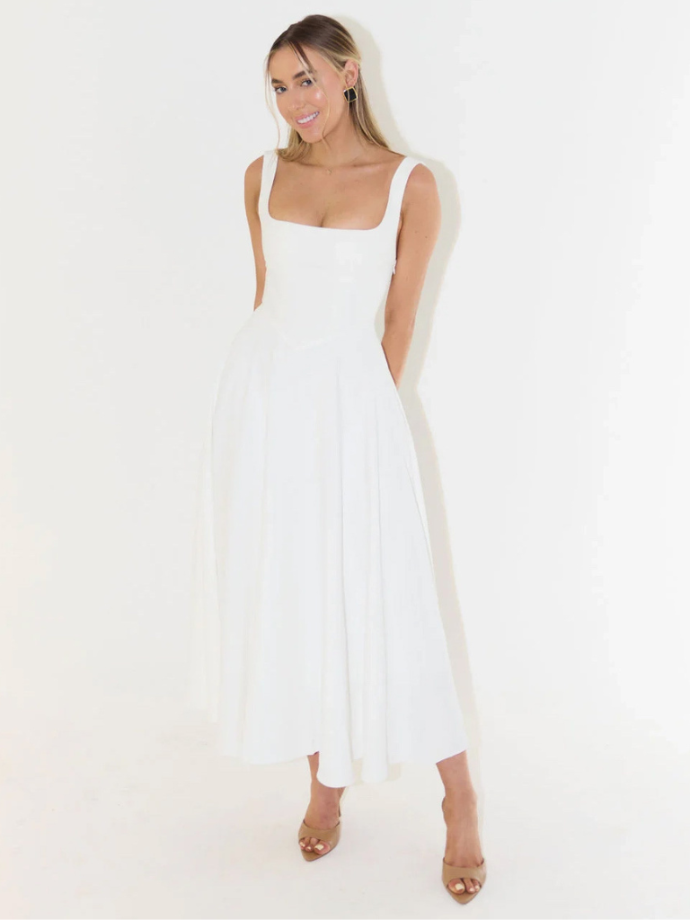 Square Neck Midi Dress for Women