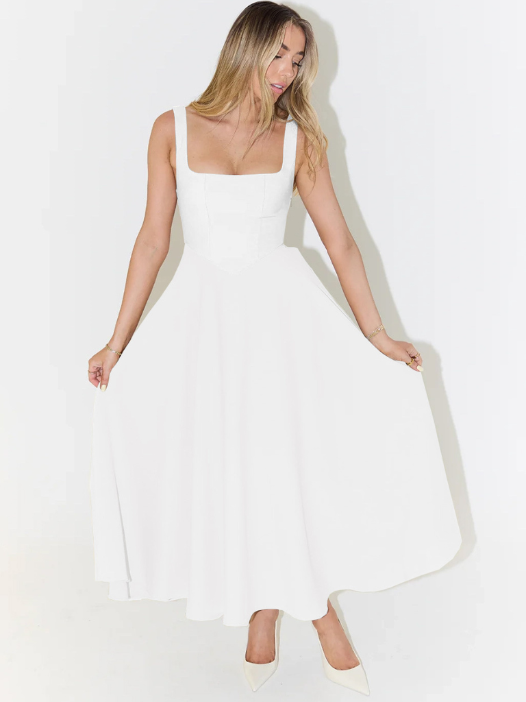 Square Neck Midi Dress for Women