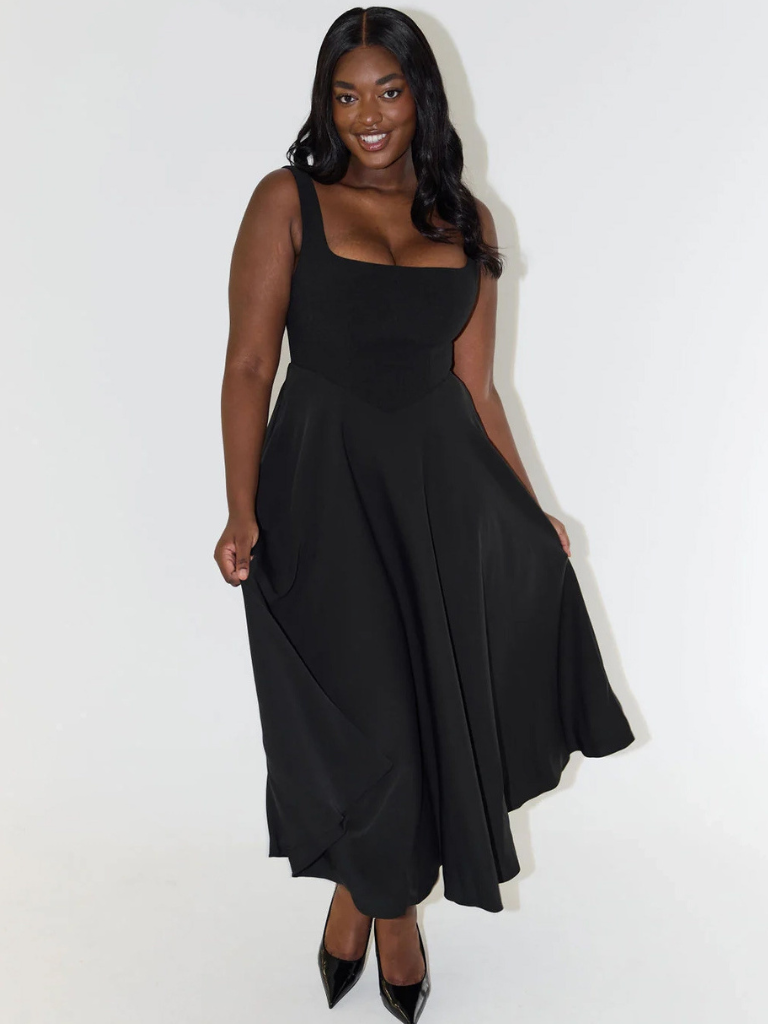 Square Neck Midi Dress for Women