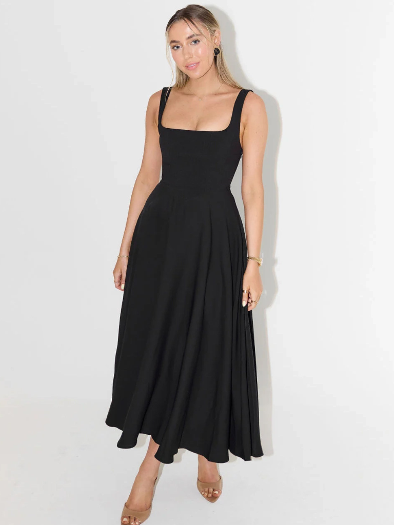 Square Neck Midi Dress for Women