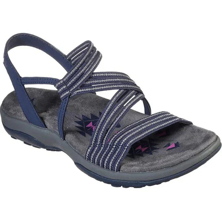 Striped Elastic Strap Slingback Sandals for Women