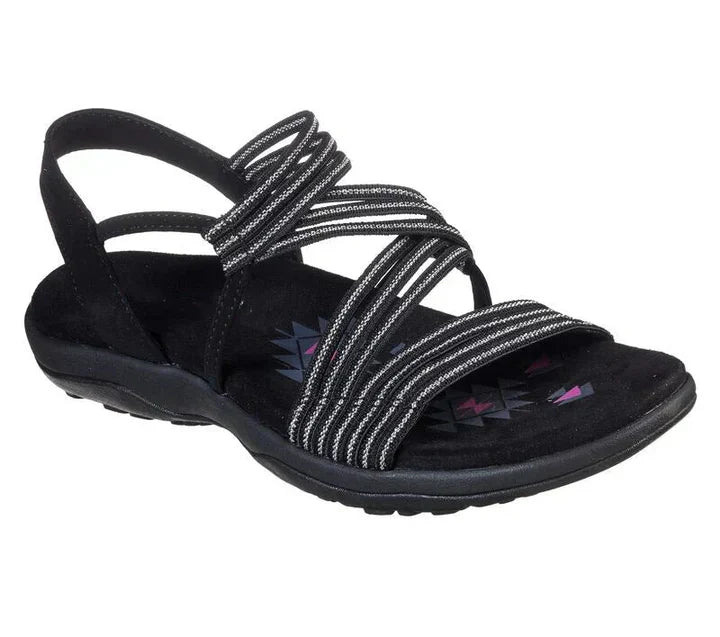 Striped Elastic Strap Slingback Sandals for Women