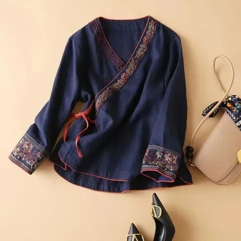 Relaxed Wrap Blouse for Women