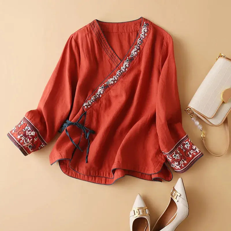 Relaxed Wrap Blouse for Women