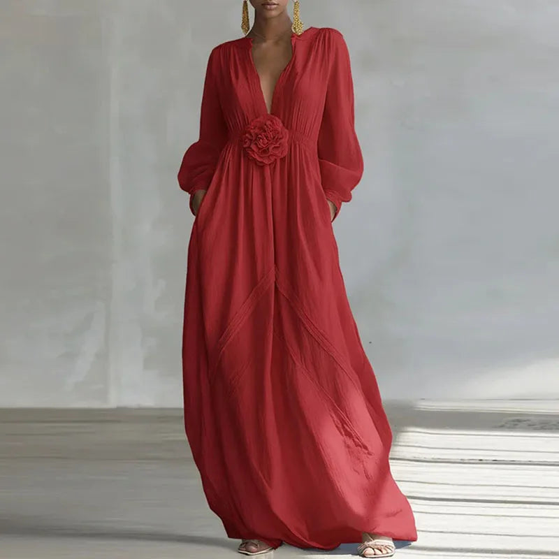 Deep V Maxi Dress Wedding Guest for Women