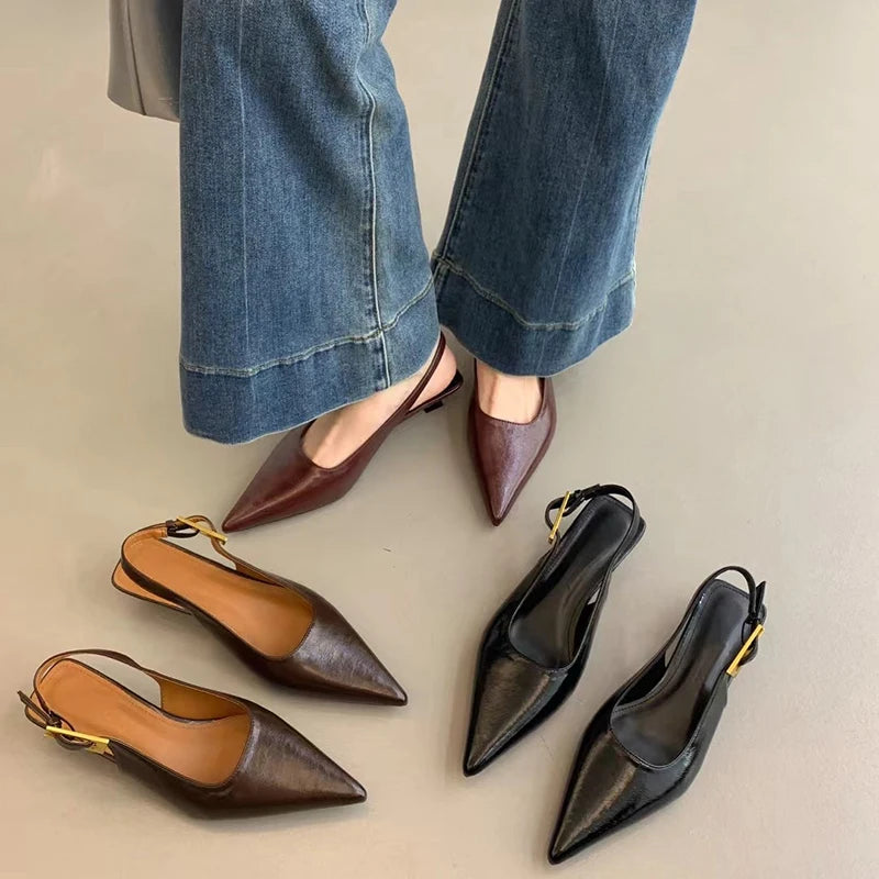 Pointed Toe Kitten Heels Mules for Women