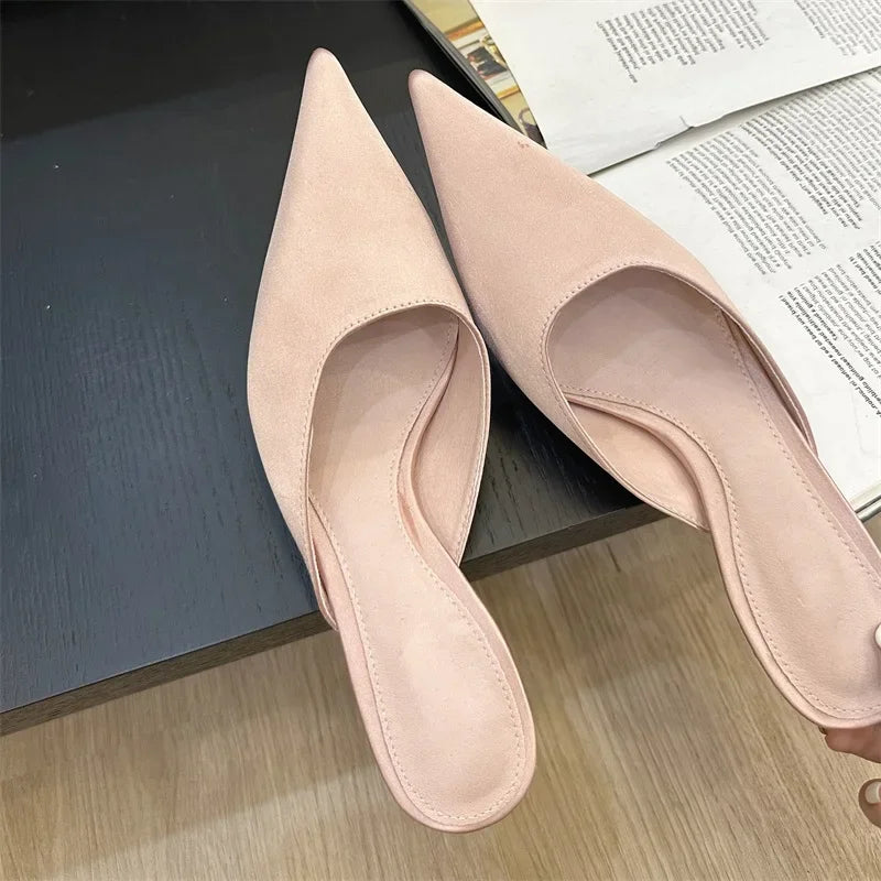 Pointed Toe Block Heel Mules for Women