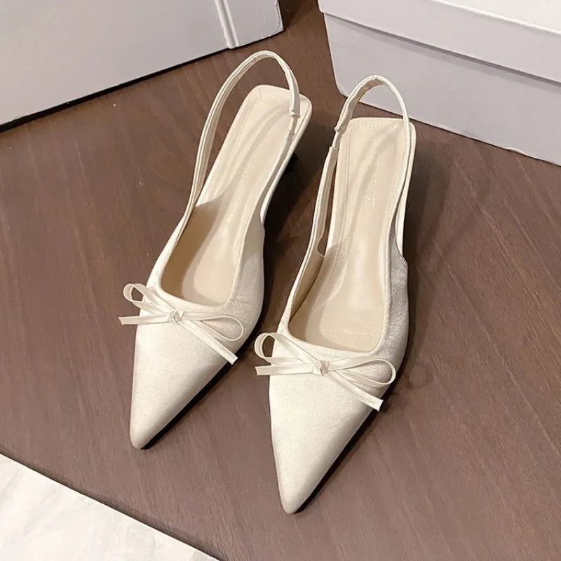 Satin Pointed Toe Slingback Heels for Women