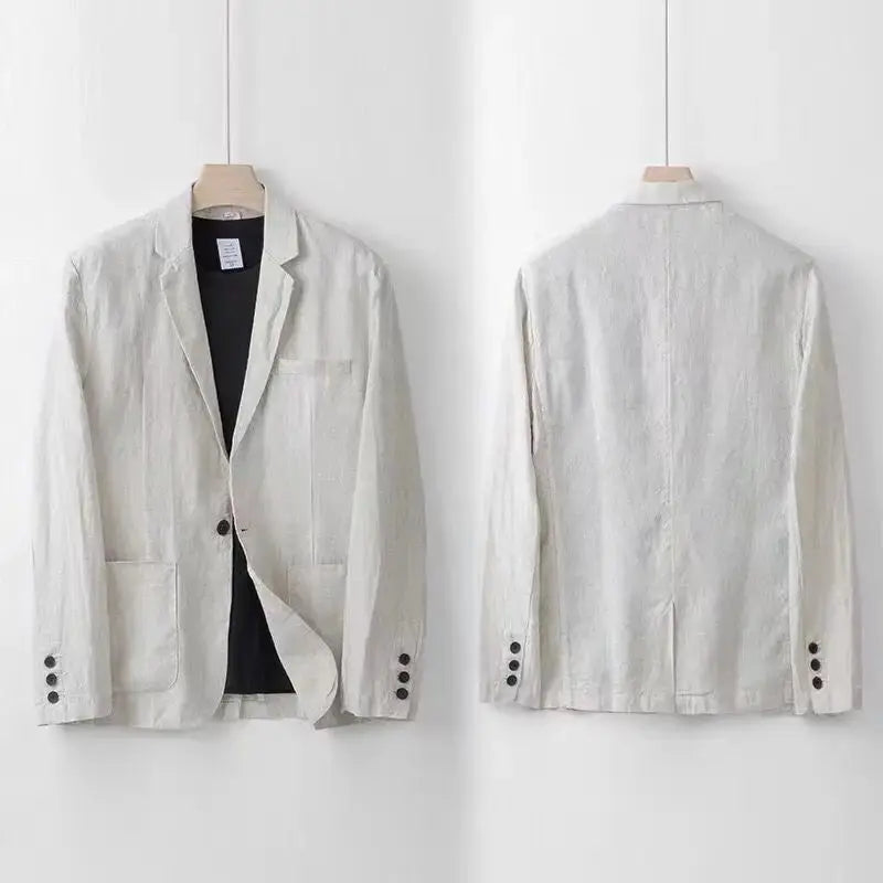 Linen Blend Notch Lapel Suit Set for Men