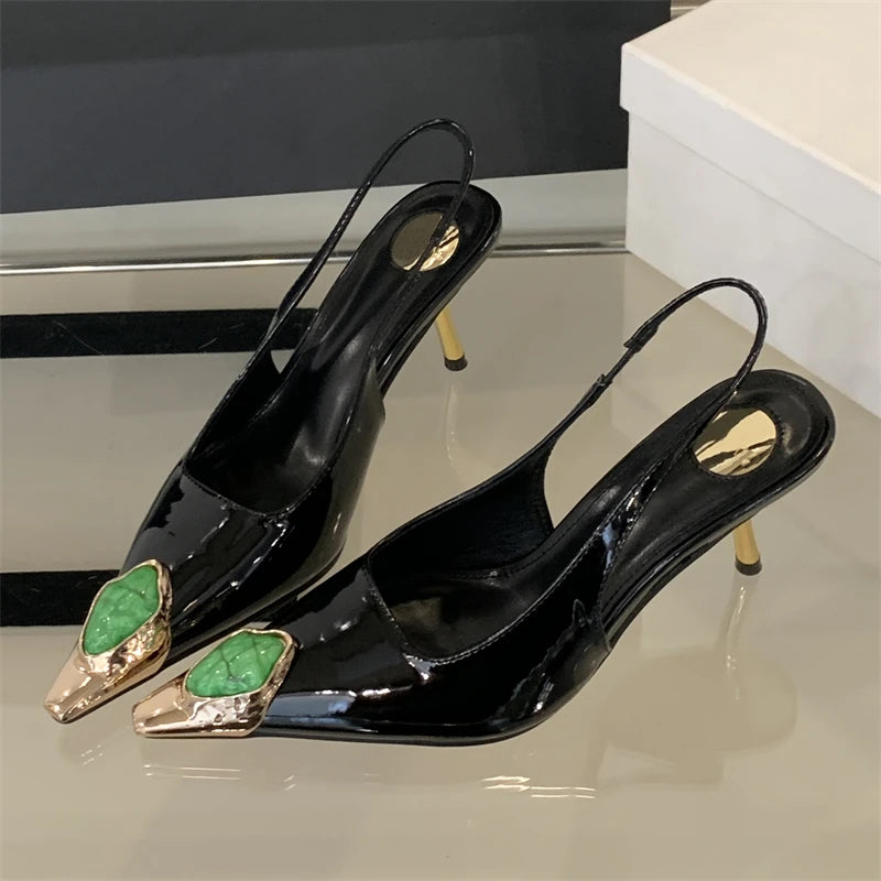 Pointed Toe Kitten Heels Slingback Pumps for Women