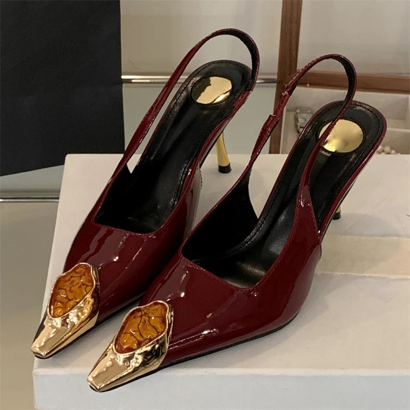 Pointed Toe Kitten Heels Slingback Pumps for Women