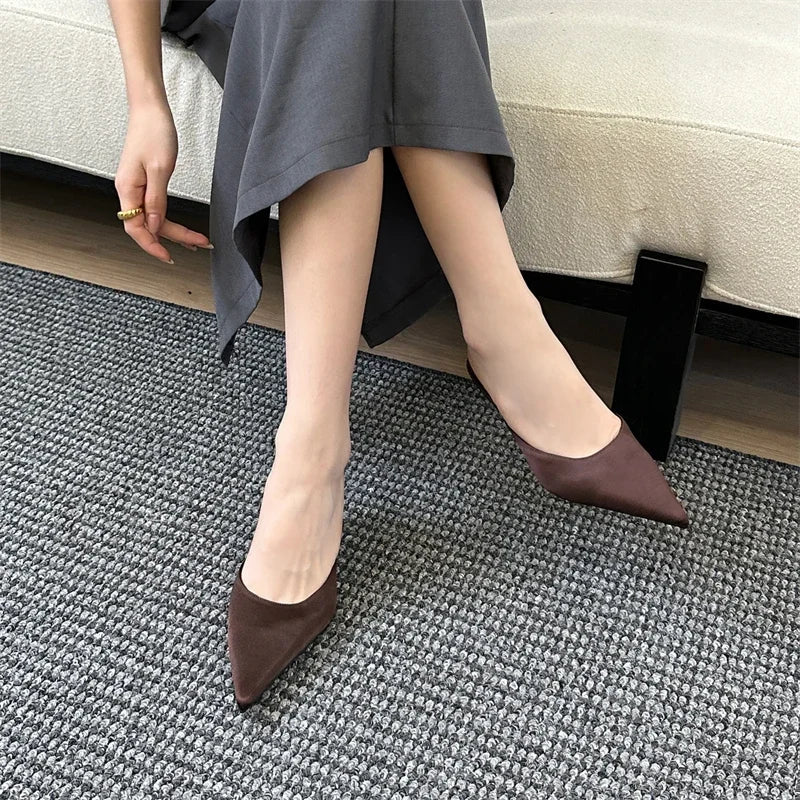 Pointed Toe Block Heel Mules for Women