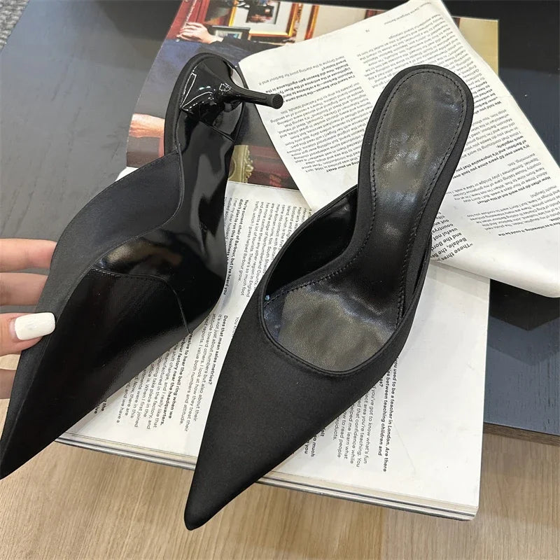 Pointed Toe Block Heel Mules for Women