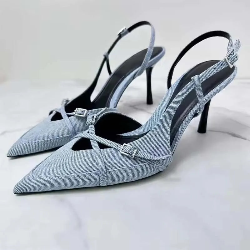 Pointed Toe Kitten Heels Slingback Party Pumps for Women