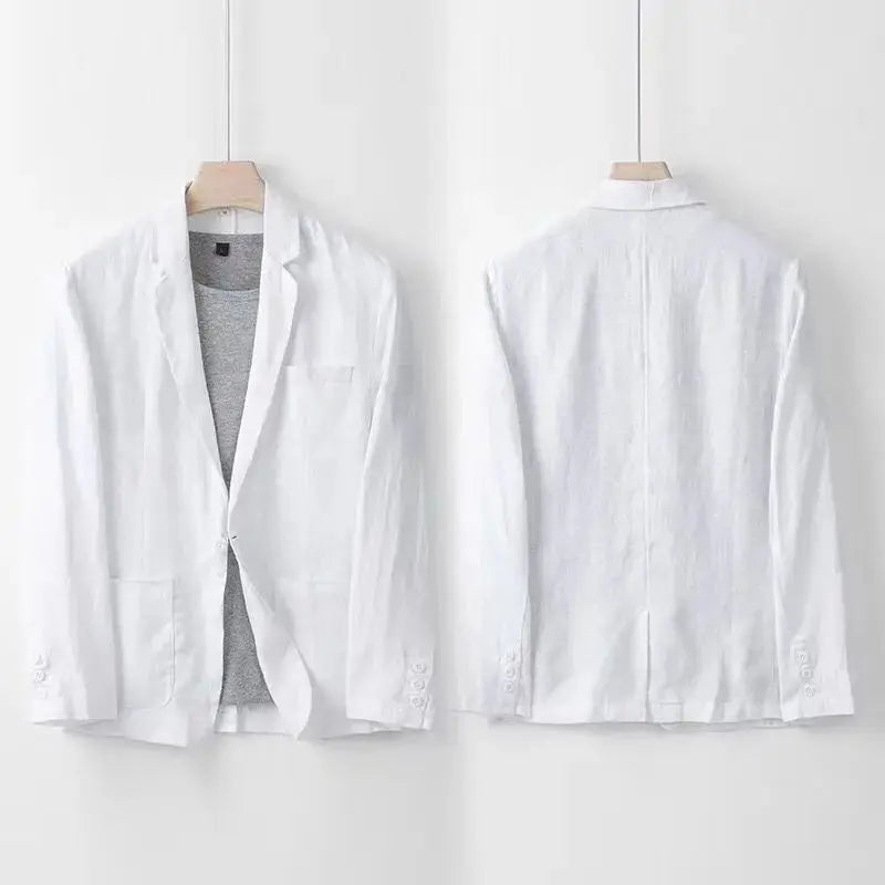 Linen Blend Notch Lapel Suit Set for Men