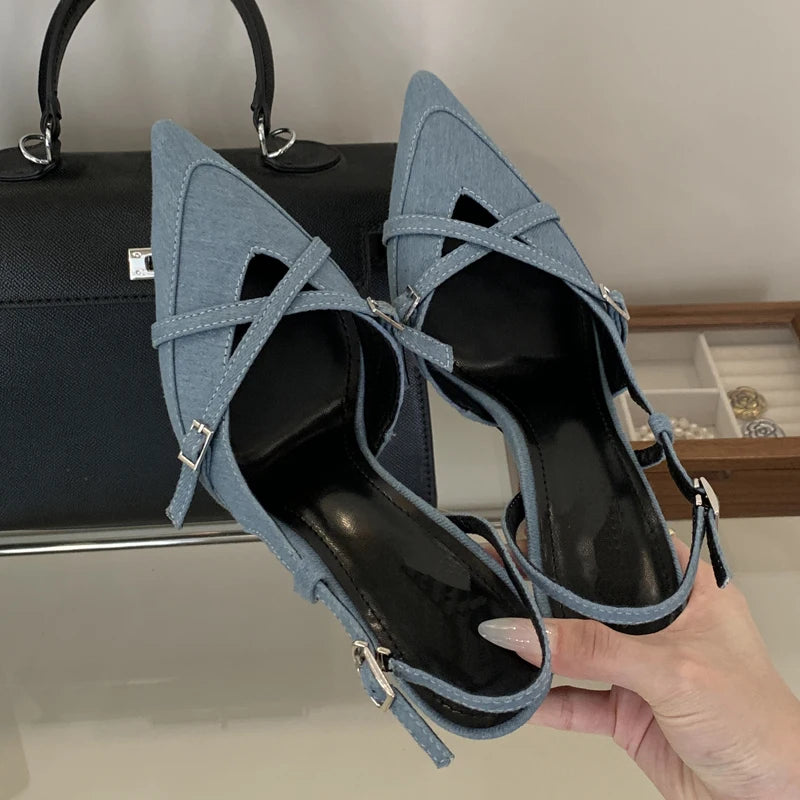 Pointed Toe Kitten Heels Slingback Party Pumps for Women