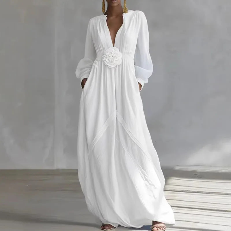 Deep V Maxi Dress Wedding Guest for Women
