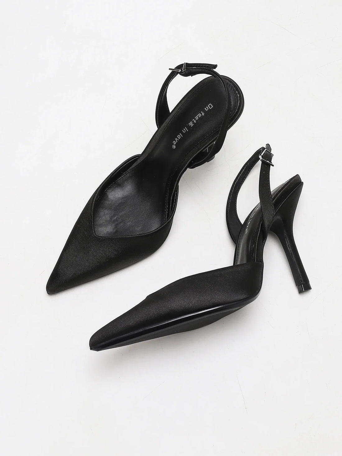 Pointed Toe Satin Slingback Heels for Women