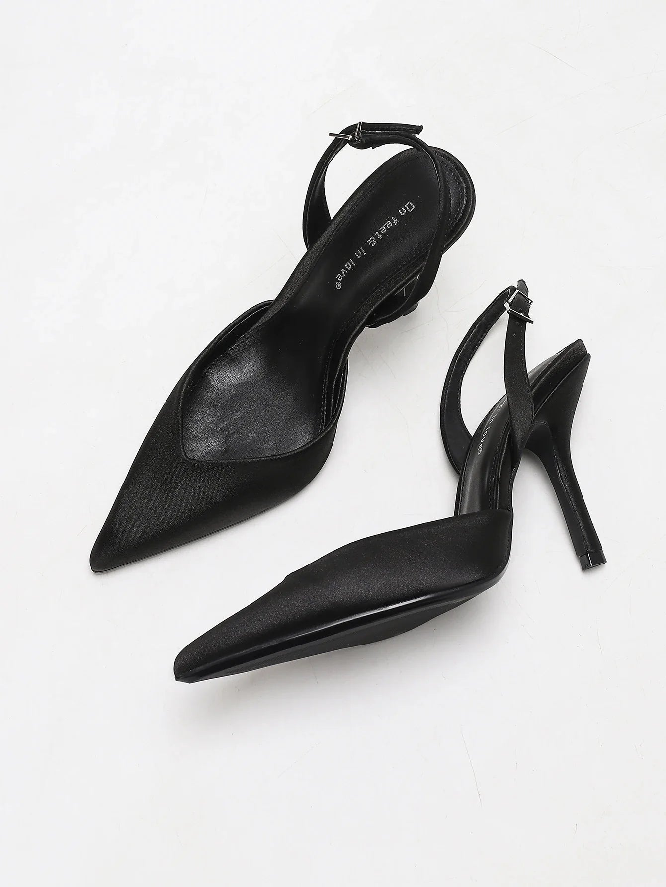 Pointed Toe Satin Slingback Heels for Women