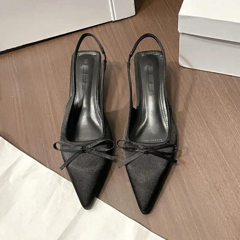 Satin Pointed Toe Slingback Heels for Women