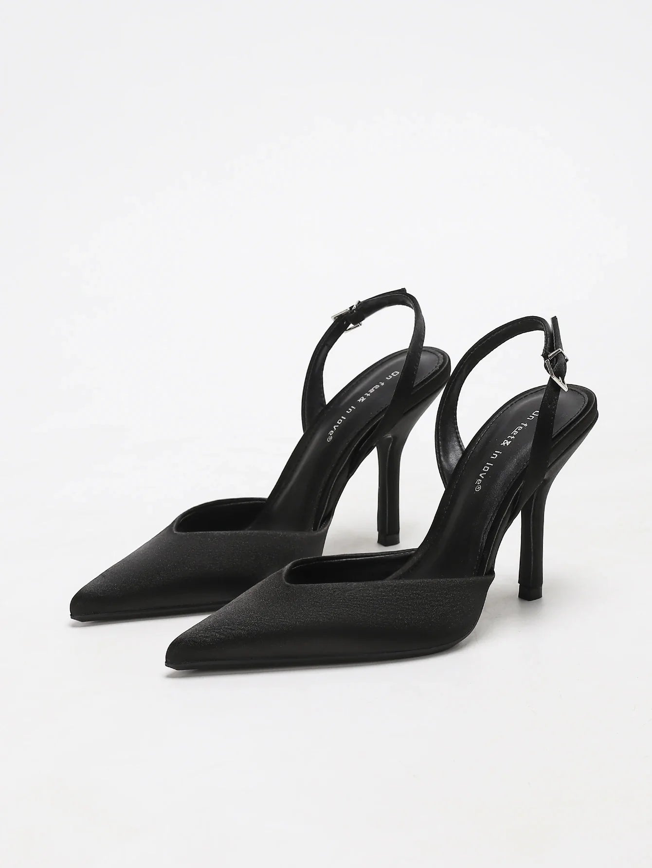 Pointed Toe Satin Slingback Heels for Women