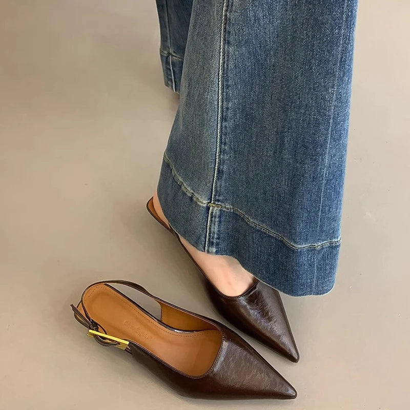 Pointed Toe Kitten Heels Mules for Women