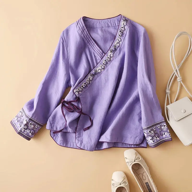 Relaxed Wrap Blouse for Women