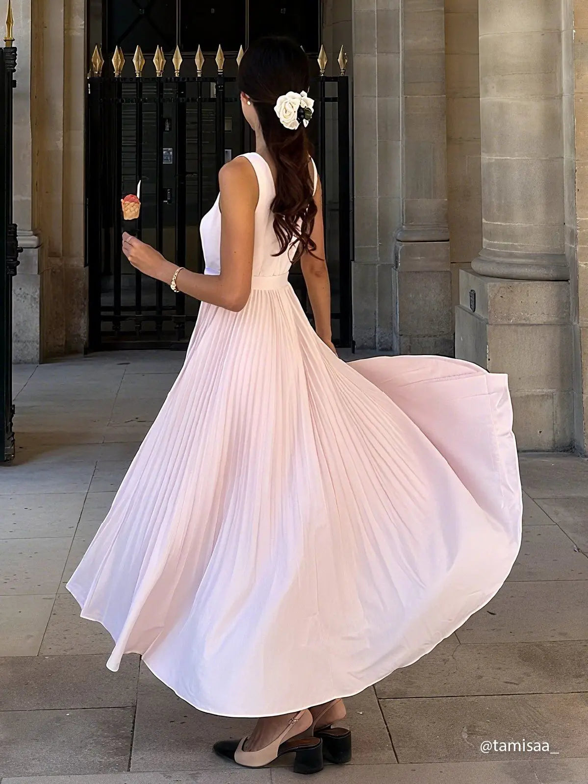 Pleated Square Neck Maxi Wedding Guest Dress for Women
