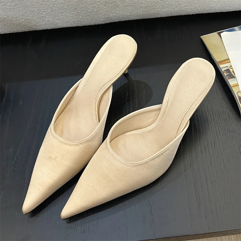 Pointed Toe Block Heel Mules for Women