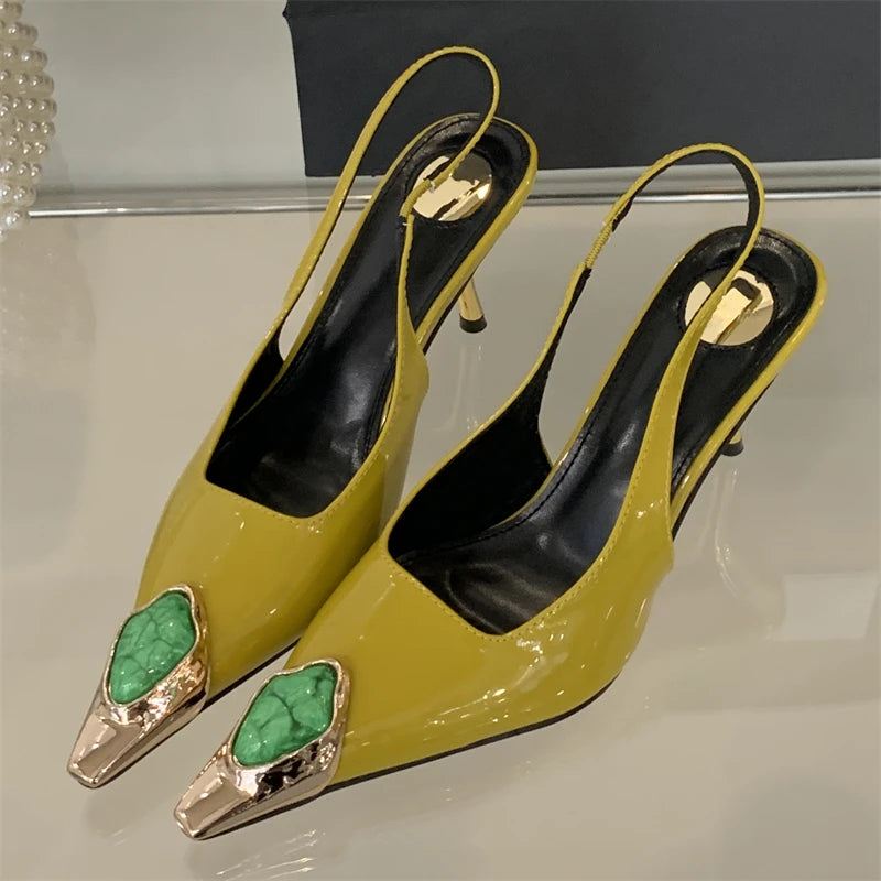 Pointed Toe Kitten Heels Slingback Pumps for Women