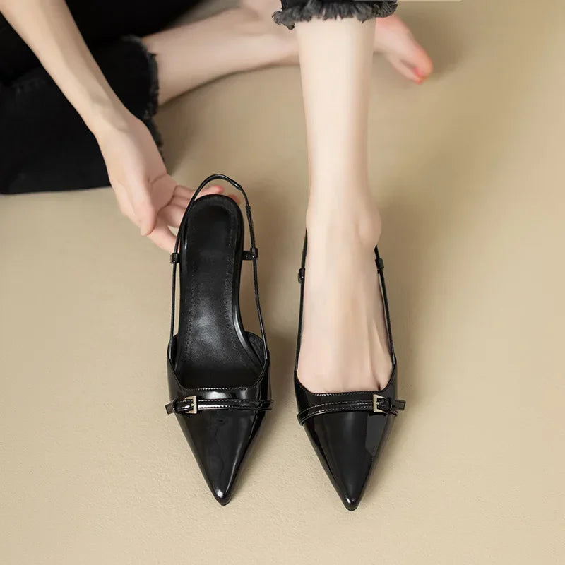 Pointed Toe Kitten Heels Ankle Strap Sandals for Women