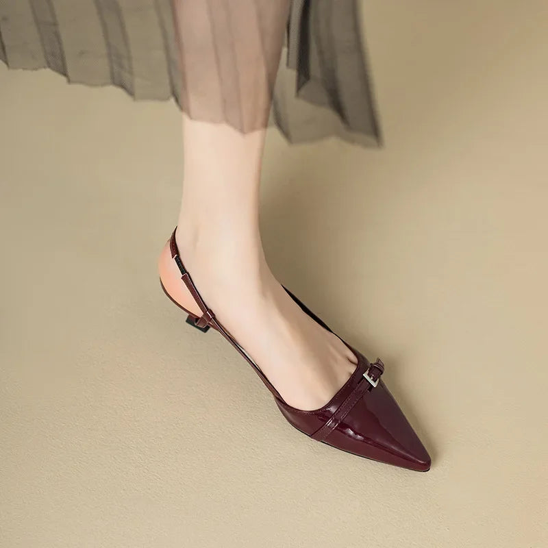 Pointed Toe Kitten Heels Ankle Strap Sandals for Women
