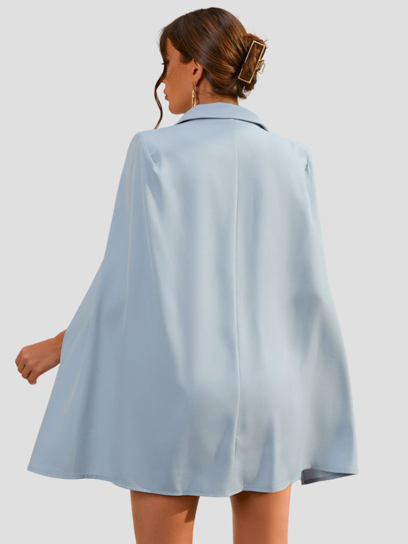 Cape Blazer Dress with Notch Collar for Women