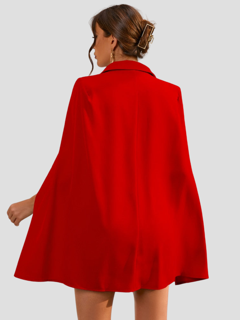 Cape Blazer Dress with Notch Collar for Women