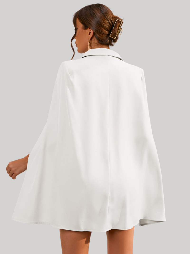 Cape Blazer Dress with Notch Collar for Women