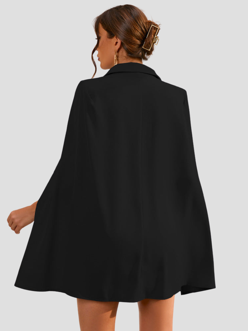 Cape Blazer Dress with Notch Collar for Women