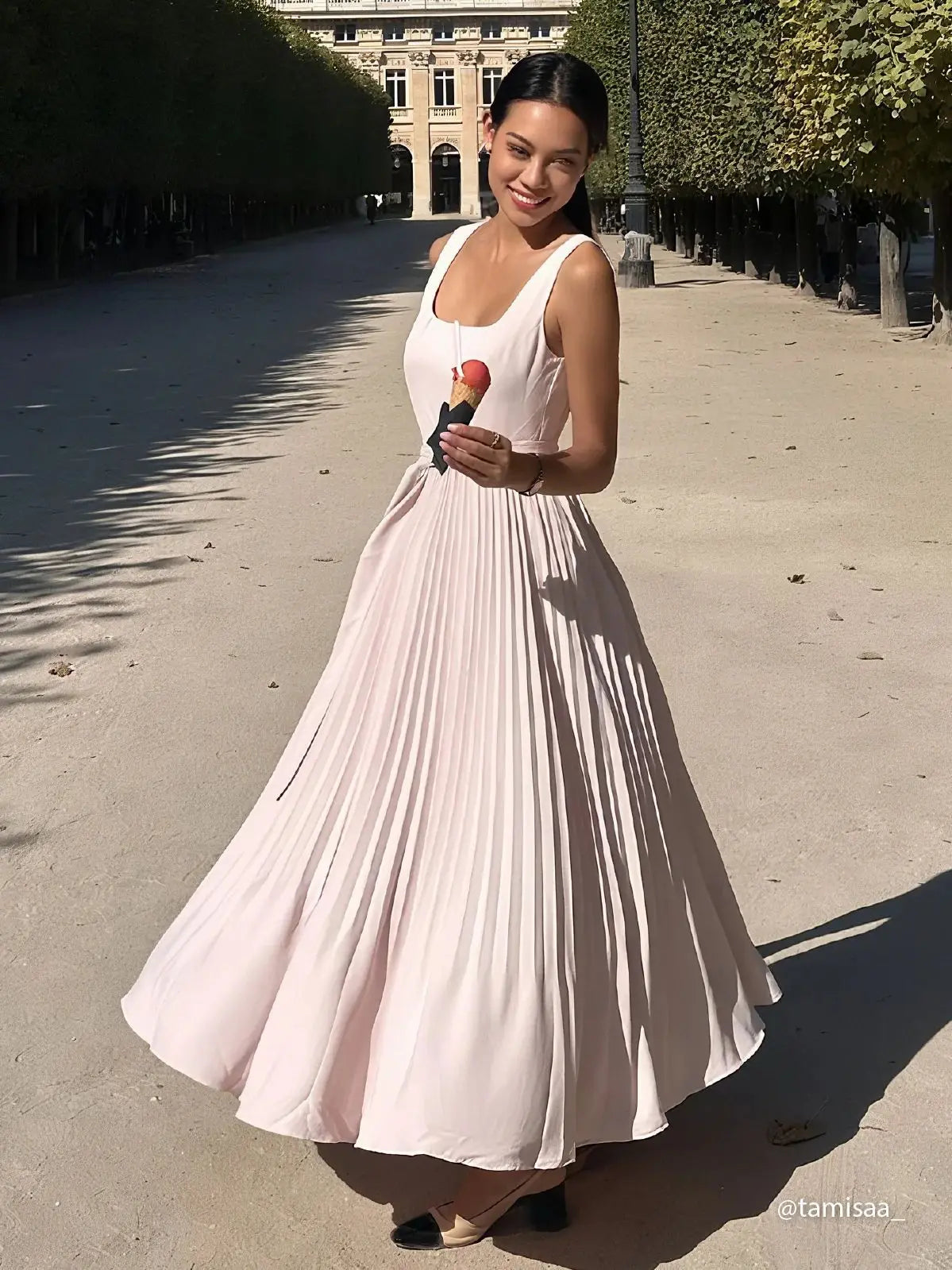 Pleated Square Neck Maxi Wedding Guest Dress for Women