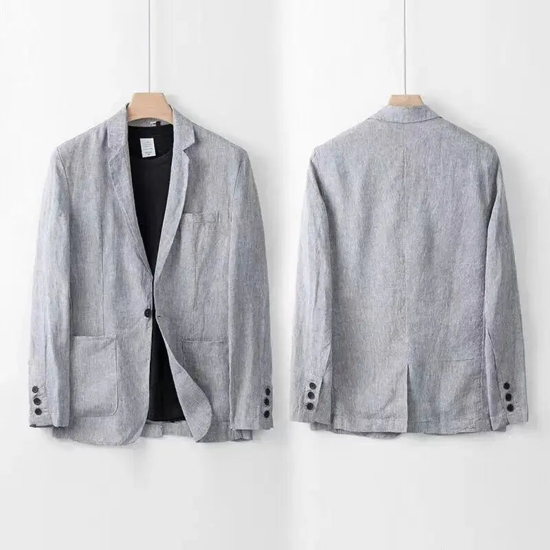 Linen Blend Notch Lapel Suit Set for Men